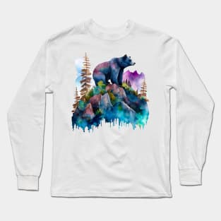 Watercolor Bear design Long Sleeve T-Shirt